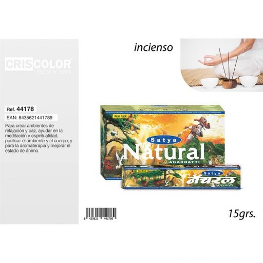 [44178] SATYA NATURAL INCENSE 15grs (Precio Unitario)