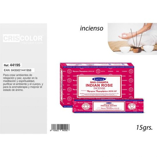[44195] SATYA COMPETITIVE SERIE: INDIAN ROSE 15grs (Caja 12 Paquetes)