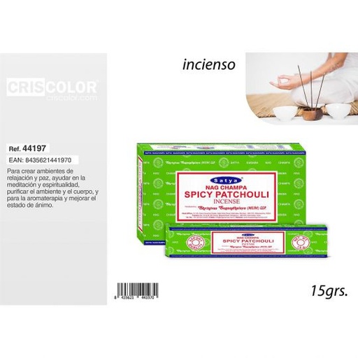 [44197] SATYA COMPETITIVE SERIE: PATCHOULI 15grs (Caja 12 Paquetes)