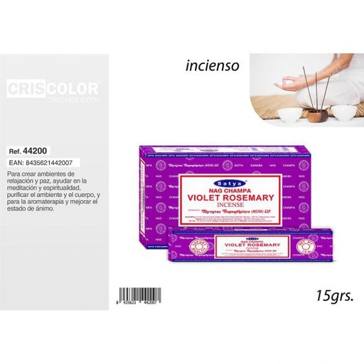 [44200] SATYA COMPETITIVE SERIE: VIOLET ROSEMARY 15grs (Caja 12 Paquetes)
