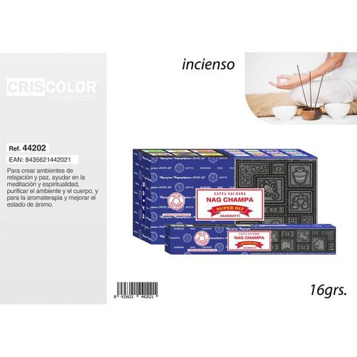 [44202-C] SATYA COMBO SERIE: NAGCHAMPA SUPER HIT 16grs (Caja de 12 Und.)