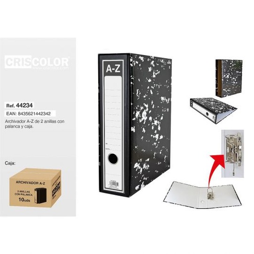 [44234] ARCHIVADOR A-Z 2 ANILLAS CON PALANCA Y CAJA (Precio Unitario)