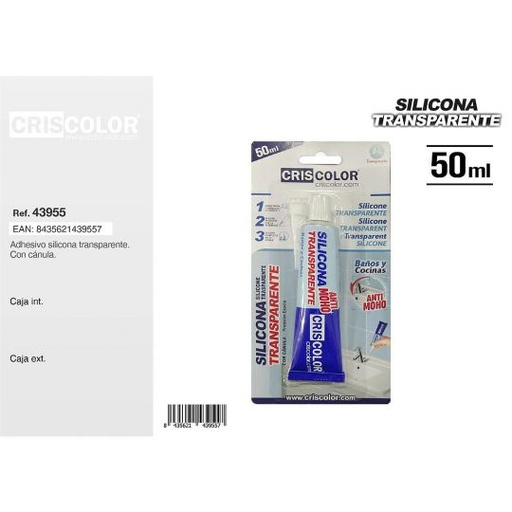 [43955] ADHESIVO SILICONA TRANSPARENTE 50ML CON CÁNULA
