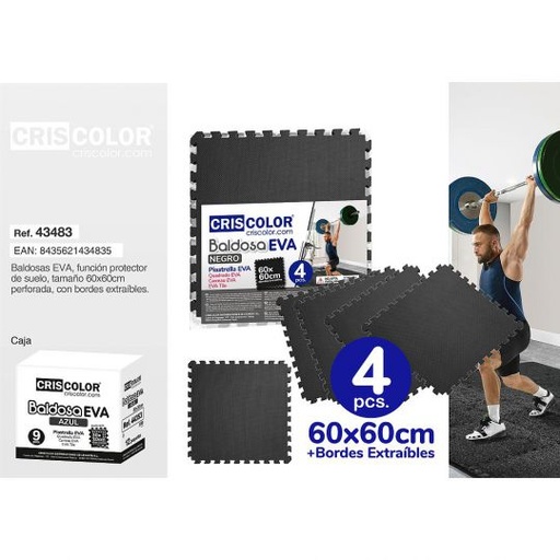 [43483] BALDOSA EVA NEGRO 60X60CM 4 PCS.