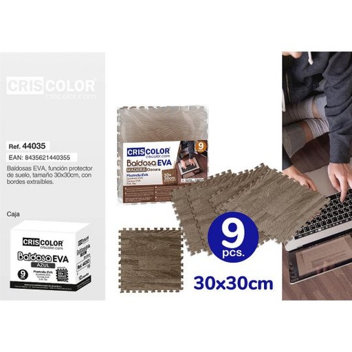 [44035] BALDOSA EVA MADERA OSCURA 30X30CM 9 PCS.