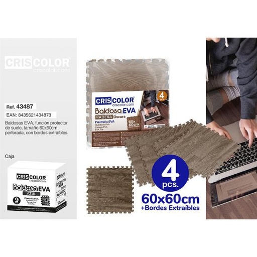 [43487] BALDOSA EVA MADERA OSCURA 60X60CM 4PCS.
