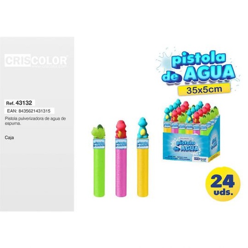 [43132] PISTOLA AGUA DINOSAURIO SURTIDO 35x5CM (Precio Unitario)