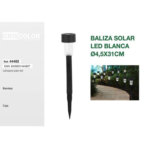 [44482] BALIZA SOLAR JARDIN LED BLANCA Ø4,5X31CM (Precio Unitario)