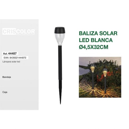 [44487] BALIZA SOLAR JARDIN LED BLANCA Ø4,5X32CM (Precio Unitario)