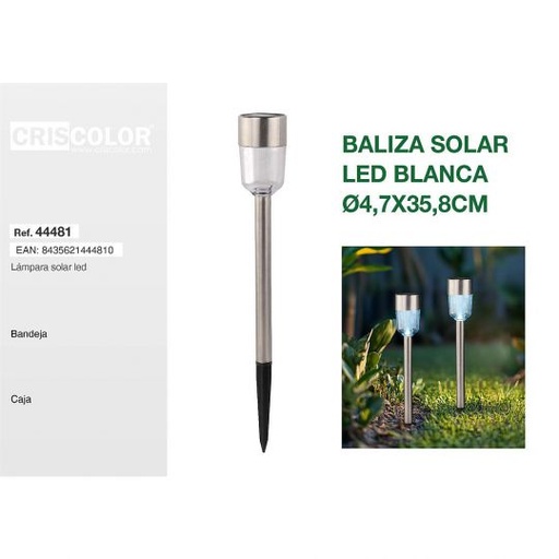 [44481] BALIZA SOLAR JARDIN LED BLANCA Ø4,7X35,8CM (Precio Unitario)