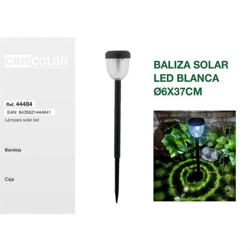 [44484] BALIZA SOLAR JARDIN LED BLANCA Ø6X37CM (Precio Unitario)
