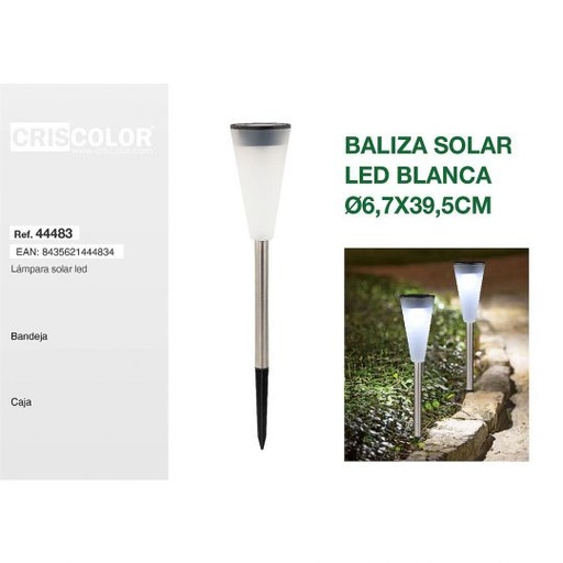 [44483] BALIZA SOLAR JARDIN LED BLANCA Ø6,7X39,5CM (Precio Unitario)
