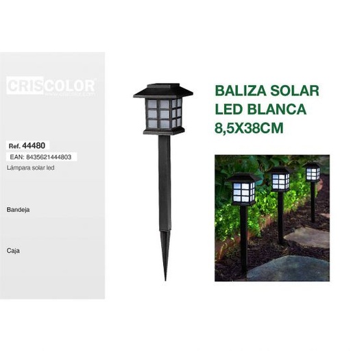 [44480] BALIZA SOLAR JARDIN LED BLANCA 8,5X38CM (Precio Unitario)