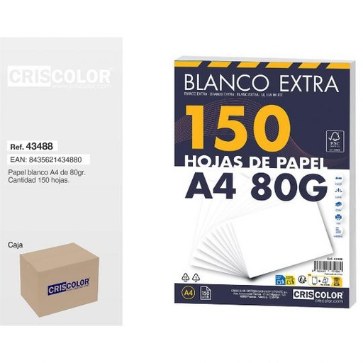 [43488] PAQUETE DIN A4 BLANCO 150 HOJAS