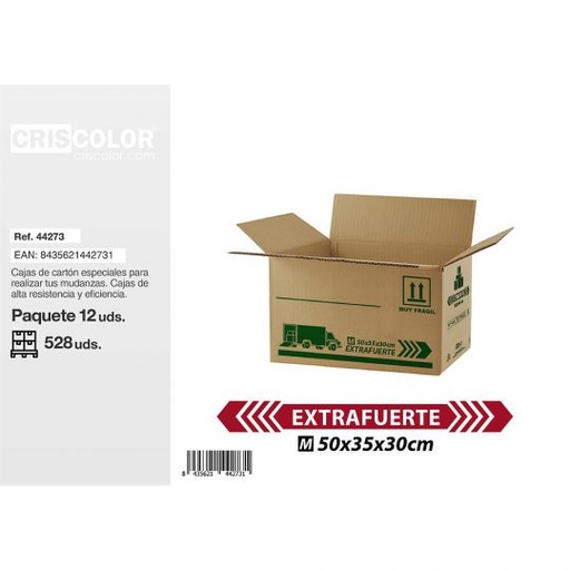 [44273] CAJA CARTON EXTRAFUERTE 500X350X300MM (Paquete de 12Und)