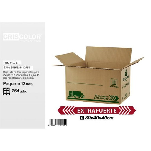 [44275] CAJA CARTON EXTRAFUERTE 800X400X400MM (Precio Unitario)