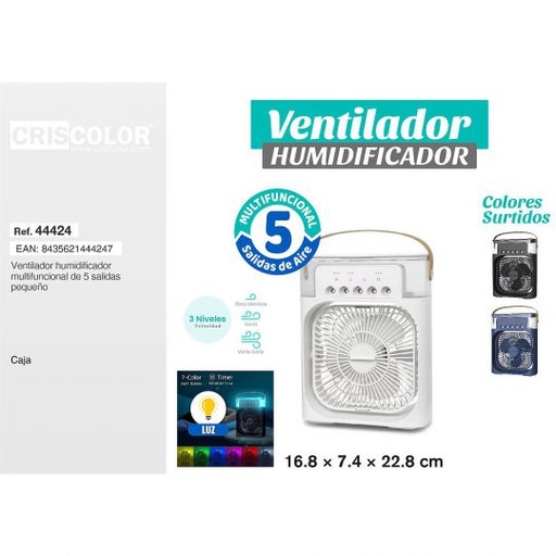 [44424] VENTILADOR HUMIDIFICADOR MULTIFUNCIONAL DE 5 SALIDAS PEQUEÑO NºRII-AEE: 8813