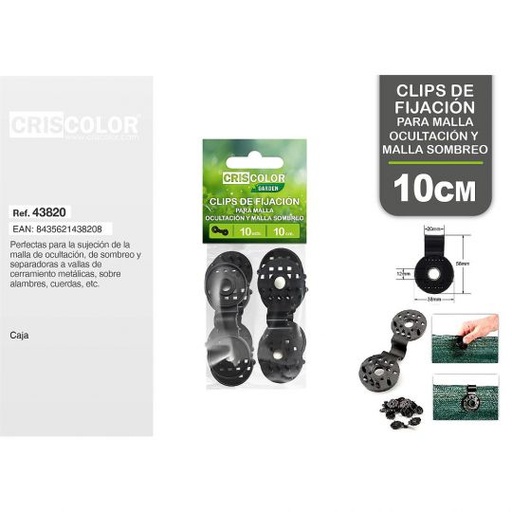 [43820] CLIPS DE FIJACCION PARA MALLA OCULTACION/SOMBREO 10CM  (Paquete 10 Und.)