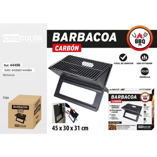 [44496] BARBACOA DE CARBON SOBREMESA PLEGABLE 45X30X31CM
