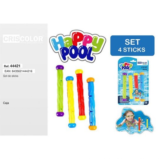 [44421] HAPPY POOL STICKS 4UDS