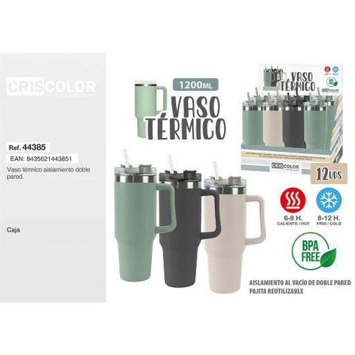 [44385] VASO TERMICO CON ASA 1200ML (Precio Unitario)
