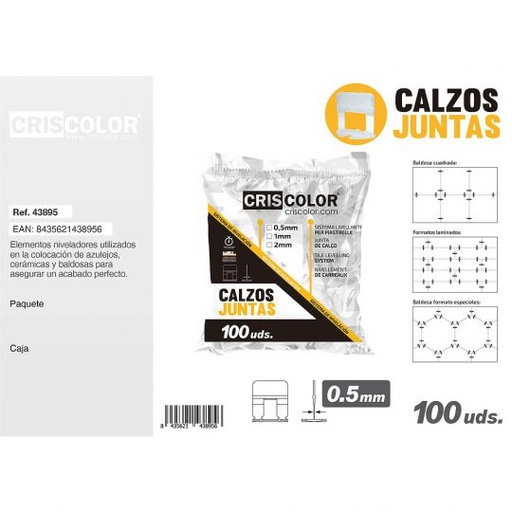 [43895] CALZO JUNTAS 0,5MM 100UDS.