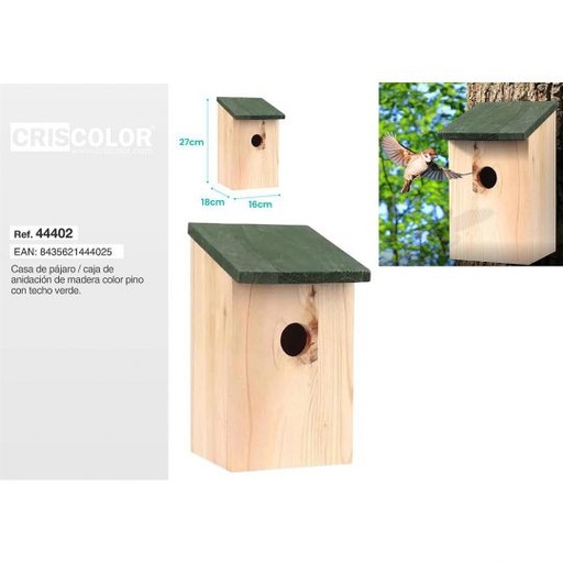 [44402] CASA PAJAROS MADERA 18X16X27CM
