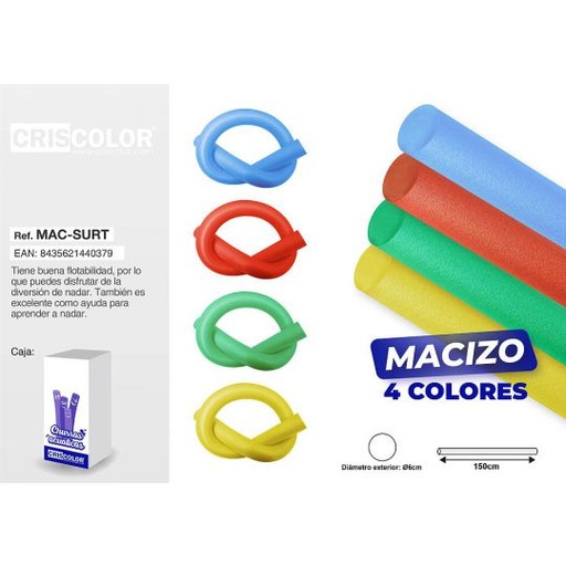[MAC-SURT] CHURRO MACIZO 150CM SURTIDO (Caja de 70 Und.)