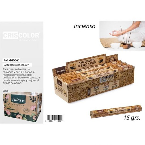 [44552] INCIENSO TULASI NAG CHAMPA & PALO SANTO 15GRS. (Caja 6 Paquetes)
