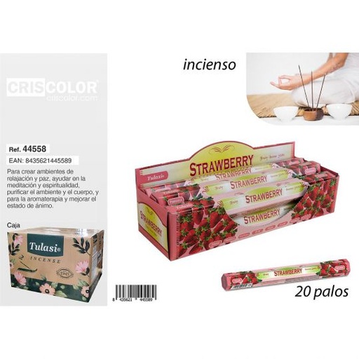 [44558] INCIENSO TULASI CLASSIC STRAWBERRY (Caja 6 Paquetes)