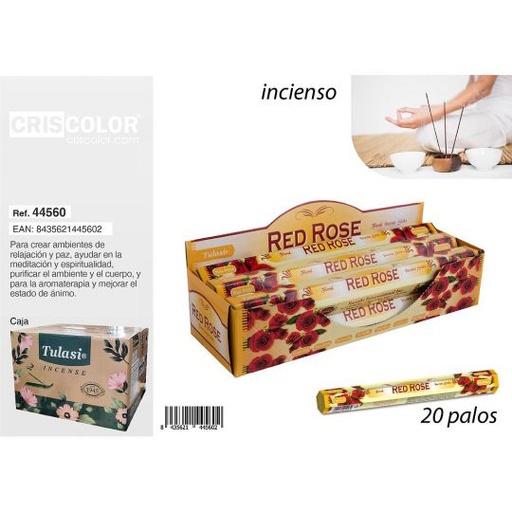 [44560] INCIENSO TULASI CLASSIC RED ROSE (Caja 6 Paquetes)