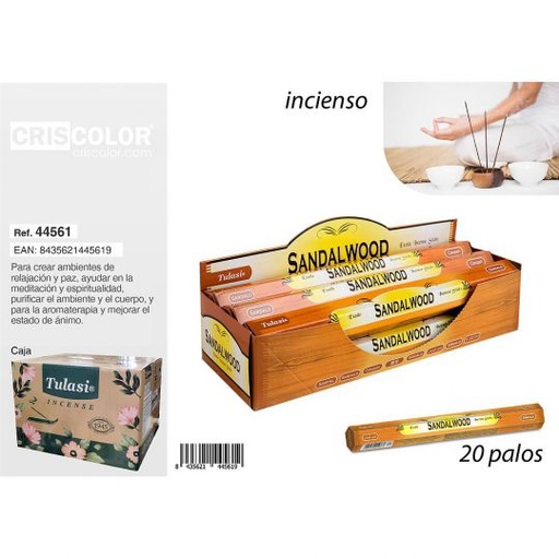 [44561] INCIENSO TULASI CLASSIC SANDALWOOD (Caja 6 Paquetes)
