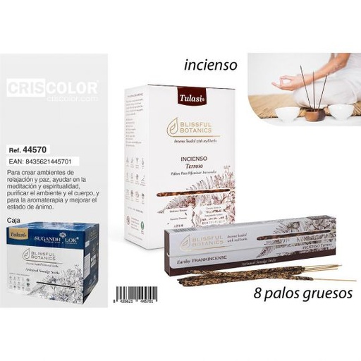 [44570] INCIENSO TULASI SMUDGE EARTHY FRANKINCENSE (Caja 12 Paquetes)