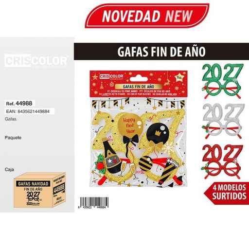 [44988] GAFAS FIN DE AÑO 2027 (Pack 12 Und).