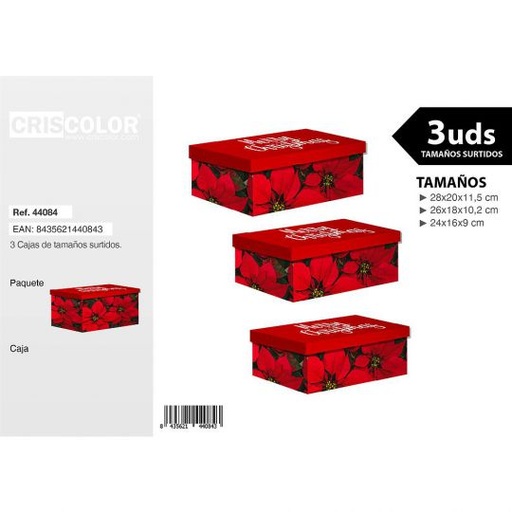 [44084] CAJAS NAVIDAD CLASICA TAMAÑO XL SURTIDO 3UDS