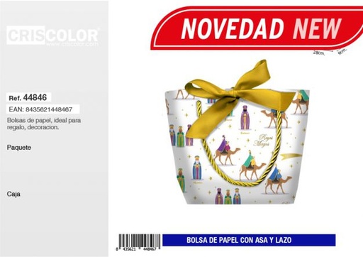 [44846] BOLSA NAVIDAD BELEN CON LAZO 28x9x20CM (Pack 12Und).