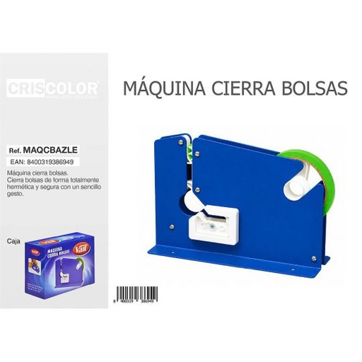 [MAQCBAZLE] MAQUINA CIERRA BOLSA LACADA AZUL